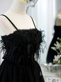 Spaghetti Strap Black Homecoming Dresses Tulle Short Prom Dress SD1409-Homecoming Dresses-VINIODRESS-Viniodress