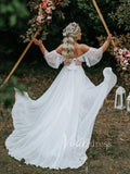 Spaghetti Strap Boho Wedding Dresses Chiffon Rustic Wedding Gown VW1199-wedding dresses-Viniodress-Viniodress