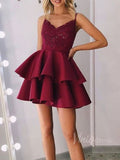 Spaghetti Strap Burgundy Homecoming Dresses Cocktail Dress SD1197-homecoming dresses-Viniodress-Viniodress