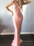 Spaghetti Strap Crossed Mermaid Prom Dresses with Detachable Train FD2120-prom dresses-Viniodress-Viniodress