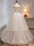 Spaghetti Strap Ivory Ball Gown Tulle Prom Dress with Bow FD3528-prom dresses-Viniodress-Viniodress