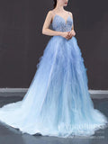 Spaghetti Strap Light Blue Ombre Long Prom Dresses 2020 FD1972 viniodress-prom dresses-Viniodress-Viniodress