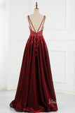 Sparkly Burgundy A-line Prom Dresses Spaghetti Strap Evening Dress FD2798-prom dresses-Viniodress-Viniodress