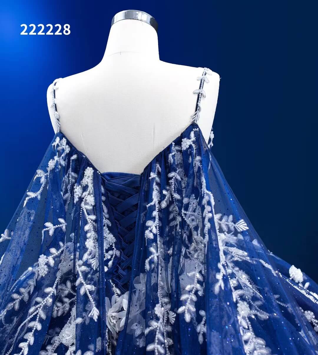 Sparkly Dark Blue Ball Gowns with Cape Debutante Princess Dresses 222228-Quinceanera Dresses 2025 -Viniodress-Blue-Custom Size-
