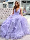 Sparkly Lavender Ruffle Prom Dresses Sequin Tulle Junior Prom Gown FD1401B-prom dresses-Viniodress-Lavender-Custom Size-Viniodress