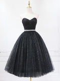 Sparkly Mid-length Black Homecoming Dresses SD1220B