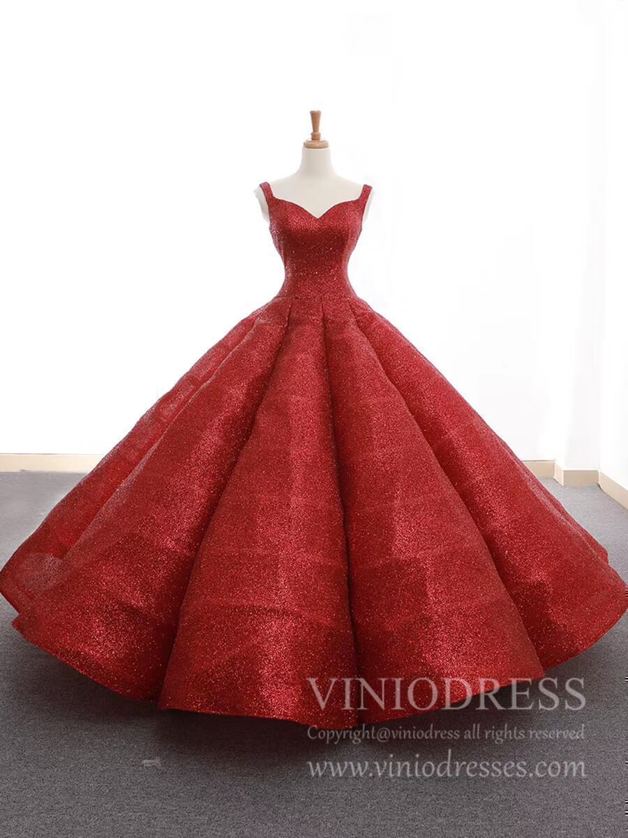 Sparkly Red Ball Gowns Sweet 15 Dresses 66591 Sweetheart Neck-Quinceanera Dresses-Viniodress-Red-Custom Size-Viniodress