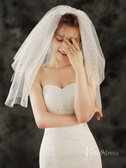 Starry Elbow Length Bridal Veil Viniodress TS1923-Bridal Veil 2025 -Viniodress-Ivory-