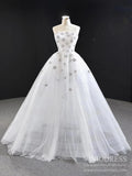 Strapless Beaded Wedding Dresses See Through A-line Bridal Dress VW1760
