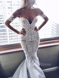 Strapless Boho Mermaid Wedding Dresses Lace Bridal Dress VW1229