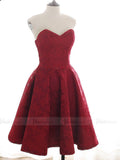 Strapless Burgundy Lace Homecoming Dresses Short Cocketail Dress SD1217-homecoming dresses-Viniodress-Viniodress