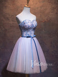 Strapless Embroidery Homecoming Dresses with Sash SD1168-homecoming dresses-Viniodress-Viniodress