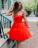 Strapless Lavender Homecoming Dresses Short Tulle Party Dress SD1292-homecoming dresses-Viniodress-Red-Custom Size-Viniodress