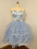 Strapless Layered Pink Homecoming Dresses with Belt SD1160-homecoming dresses-Viniodress-Light Blue-Custom Size-Viniodress