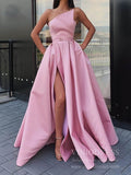 Strapless Light Blue Long Satin Prom Dresses with Slit FD1776-prom dresses-Viniodress-Pink-Custom Size-Viniodress