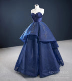 Strapless Navy Blue Prom Dresses Sweetheart Quinceanera Dress FD2452-prom dresses-Viniodress-Viniodress