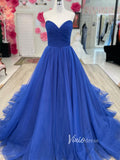 Strapless Pleated Prom Dresses Sweetheart Neck Formal Gown FD2760-prom dresses-Viniodress-Royal Blue-Custom Size-Viniodress