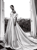 Strapless Satin Wedding Dresses with Removable Balloon Sleeves VW1841-wedding dresses-Viniodress-Viniodress