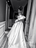 Strapless Satin Wedding Dresses with Removable Balloon Sleeves VW1841-wedding dresses-Viniodress-Viniodress