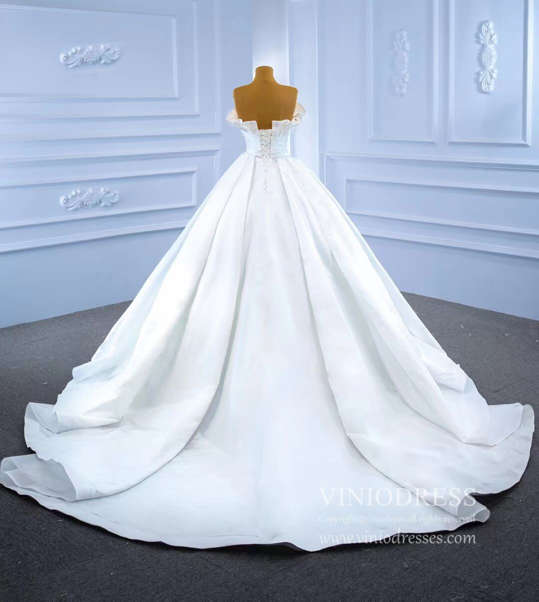 Strapless Satin Wedding Gown Modest Wedding Dresses VW2034-wedding dresses 2025 -Viniodress-As Picture-Custom Size-