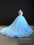 Strapless Sky Blue Sweet 16 Dress Sparkly Tulle Ball Gown Quince Dresses 67091 viniodress-Quinceanera Dresses-Viniodress-Viniodress