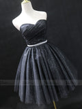 Strapless Sparkly Black Homecoming Dresses Cocktail Dress SD1220-homecoming dresses-Viniodress-Viniodress