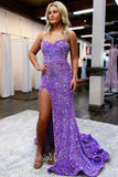 Strapless Sparkly Sequin Mermaid Prom Dresses with Slit FD3010-prom dresses-Viniodress-Viniodress