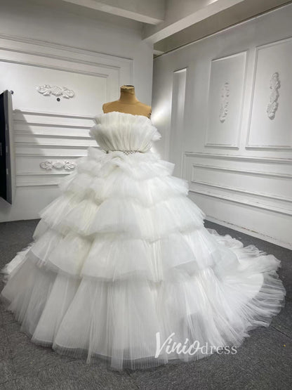 Tiered Peach Ball Gown Wedding Dresses Princess Sweet 16 Dress Debut Gown 222140-Quinceanera Dresses 2025 -Viniodress-Peach-Custom Size-