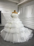 Tiered Peach Ball Gown Wedding Dresses Princess Sweet 16 Dress Debut Gown 222140-Quinceanera Dresses-Viniodress-Viniodress