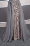 Tulle Beaded Formal Evening Dress Grey Overskirt Prom Dress FD2376-prom dresses-Viniodress-Viniodress