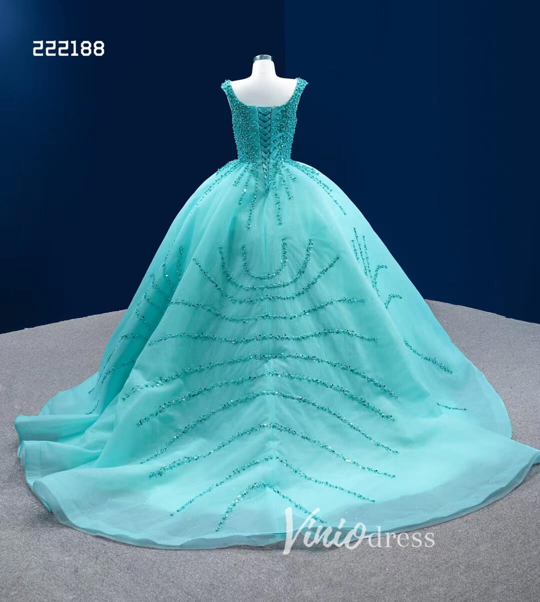 Turquoise Blue Sweet 16 Ball Gown Wedding Dresses Cinderella Debut Dresses 222188-Quinceanera Dresses 2025 -Viniodress-Turquoise-Custom Size-
