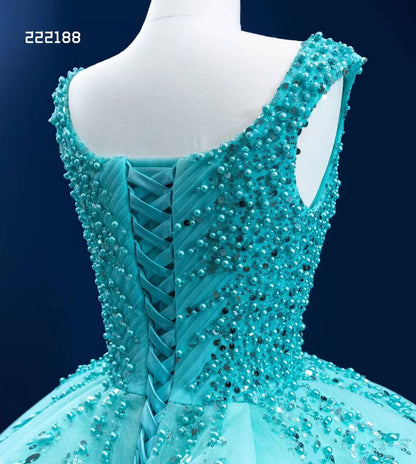 Turquoise Blue Sweet 16 Ball Gown Wedding Dresses Cinderella Debut Dresses 222188-Quinceanera Dresses 2025 -Viniodress-Turquoise-Custom Size-