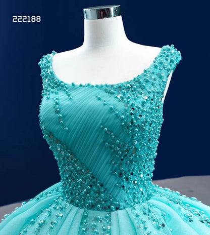 Turquoise Blue Sweet 16 Ball Gown Wedding Dresses Cinderella Debut Dresses 222188-Quinceanera Dresses 2025 -Viniodress-Turquoise-Custom Size-