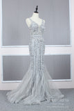 Two Piece Gray Beaded Mermaid 20s Prom Dresses with Short Cape FD2505-prom dresses-Viniodress-Viniodress