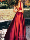 Two Piece Lace-up Satin Prom Dresses Wide Strap Evening Dress FD2027-prom dresses-Viniodress-Viniodress