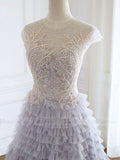 Unique Mauve Tiered Long Prom Dresses with Train FD1658-prom dresses-Viniodress-Viniodress