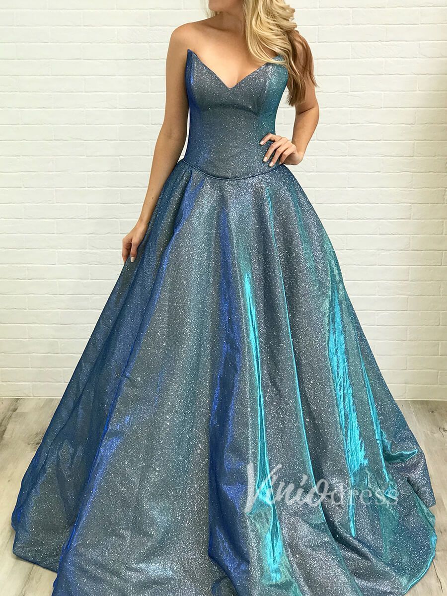 Unique Sparkly Blue Strapless Prom Dresses Long FD1349-prom dresses-Viniodress-As Picture-US 2-Viniodress