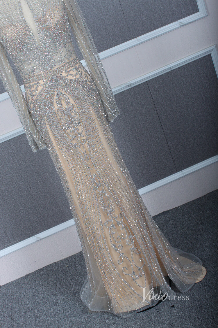 Vintage 20s Party Dress Long Formal Evening Dress FD1395 Long Sleeve-prom dresses-Viniodress-Viniodress