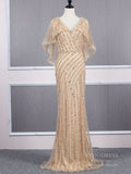 Vintage Batwing Sleeve Prom Dresses Beaded 20s Party Dress FD2487