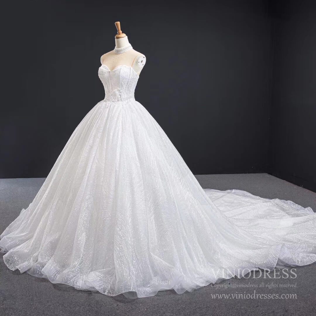 Vintage Beaded High Neck Ball Gown Wedding Dresses Cathedral Train 67062-wedding dresses 2025 -Viniodress-Ivory-Custom Size-