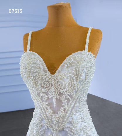 Vintage Beaded Mermaid Wedding Dresses Spaghetti Strap 67515-wedding dresses 2025 -Viniodress-Ivory-Custom Size-