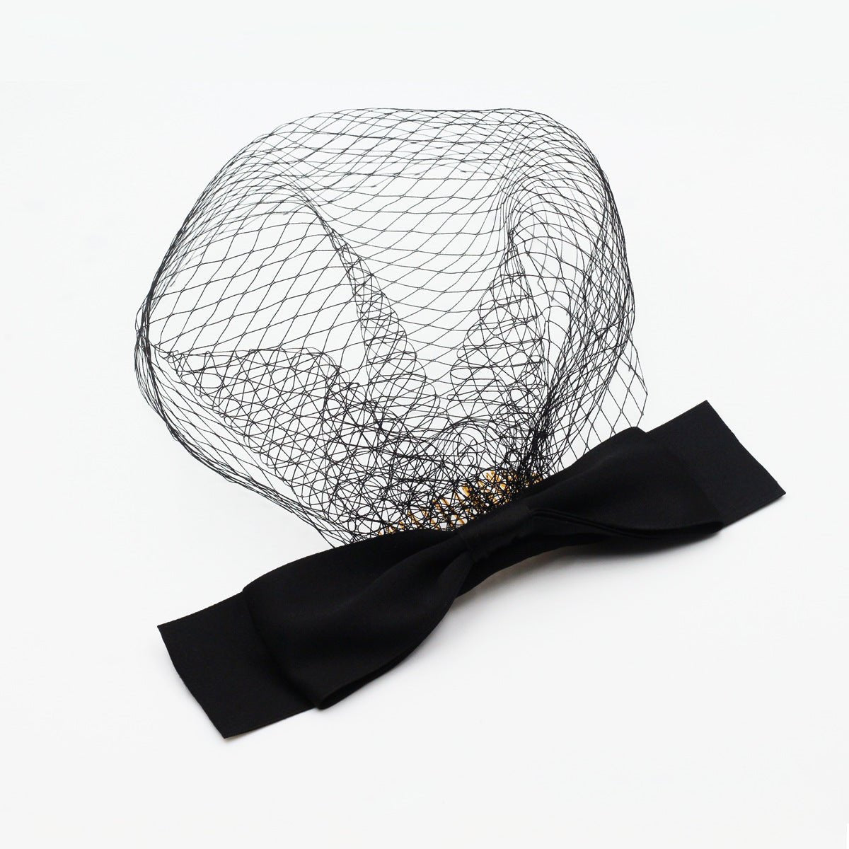 Vintage Birdcage Veil with Bow-Accessories 2025 -Viniodress-Black-