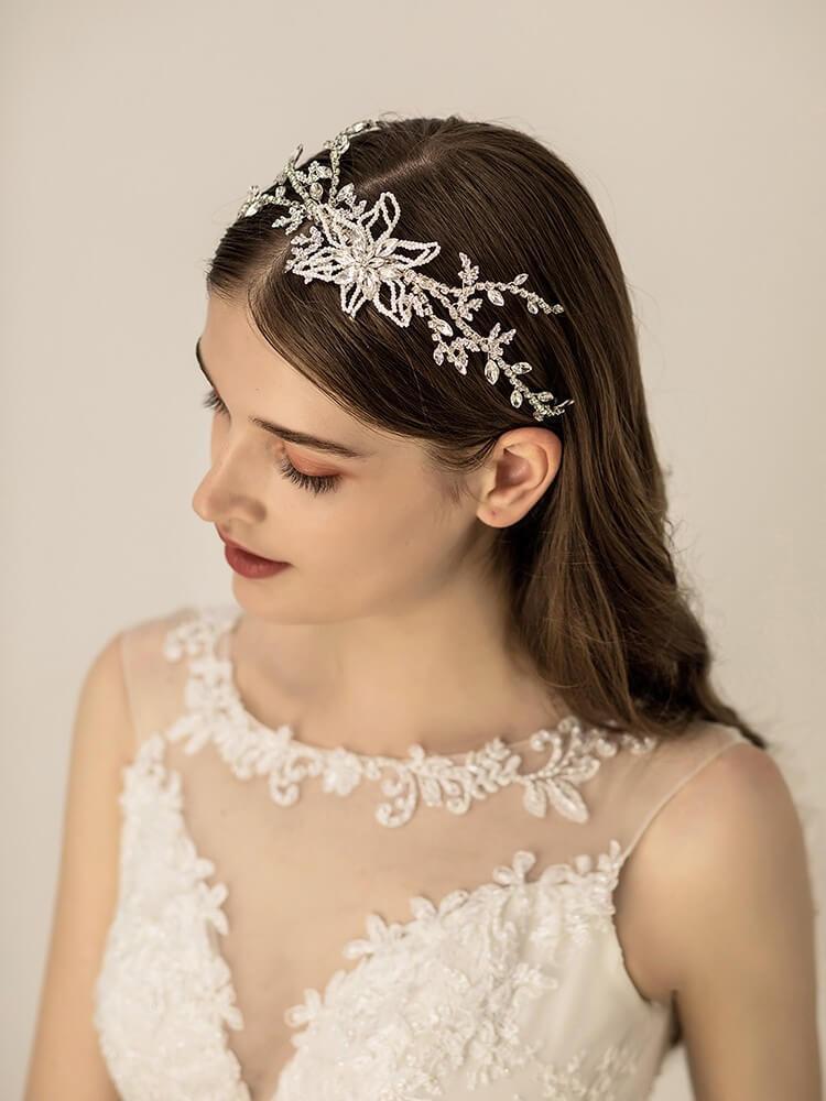 Vintage Crystal Bridal Hair Vine with Pearl Flower AC1193-Headpieces 2025 -Viniodress-Headband-