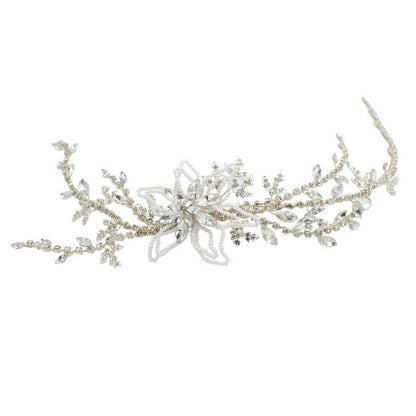 Vintage Crystal Bridal Hair Vine with Pearl Flower AC1193-Headpieces 2025 -Viniodress-Headband-