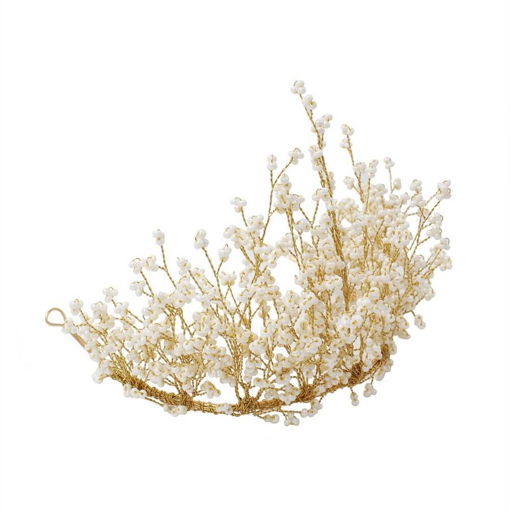 Vintage Gold Beading Spray Tiara Quinceanera Crown AC1117-Headpieces 2025 -Viniodress-Tiara-