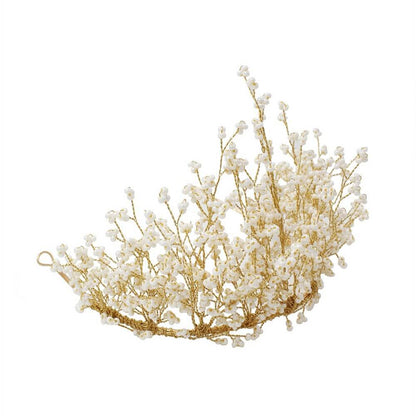 Vintage Gold Beading Spray Tiara Quinceanera Crown AC1117-Headpieces 2025 -Viniodress-Tiara-
