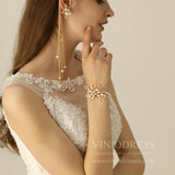 Vintage Gold Pearl Bridal Cuff Bracelet AC1094-Bridal Jewelry-Viniodress-As Picture-Viniodress