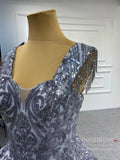 Vintage Gray Sequin Prom Ball Gown Removable Sleeves 66709 viniodress-Quinceanera Dresses-Viniodress-Viniodress