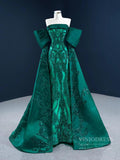 Vintage Green Lace Satin Prom Dresses Off the Shoulder Couture Pageant Dress 67227 viniodress