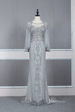 Vintage Grey Beaded Prom Dresses Sheath 20s Long Party Dress FD2772-prom dresses-Viniodress-Grey-US 2-Viniodress